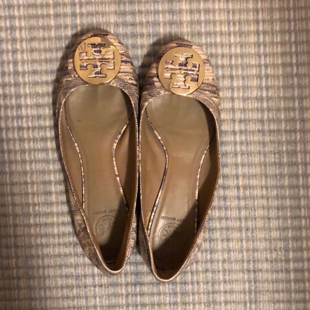 Tory Burch Snakeskin Reva Flat